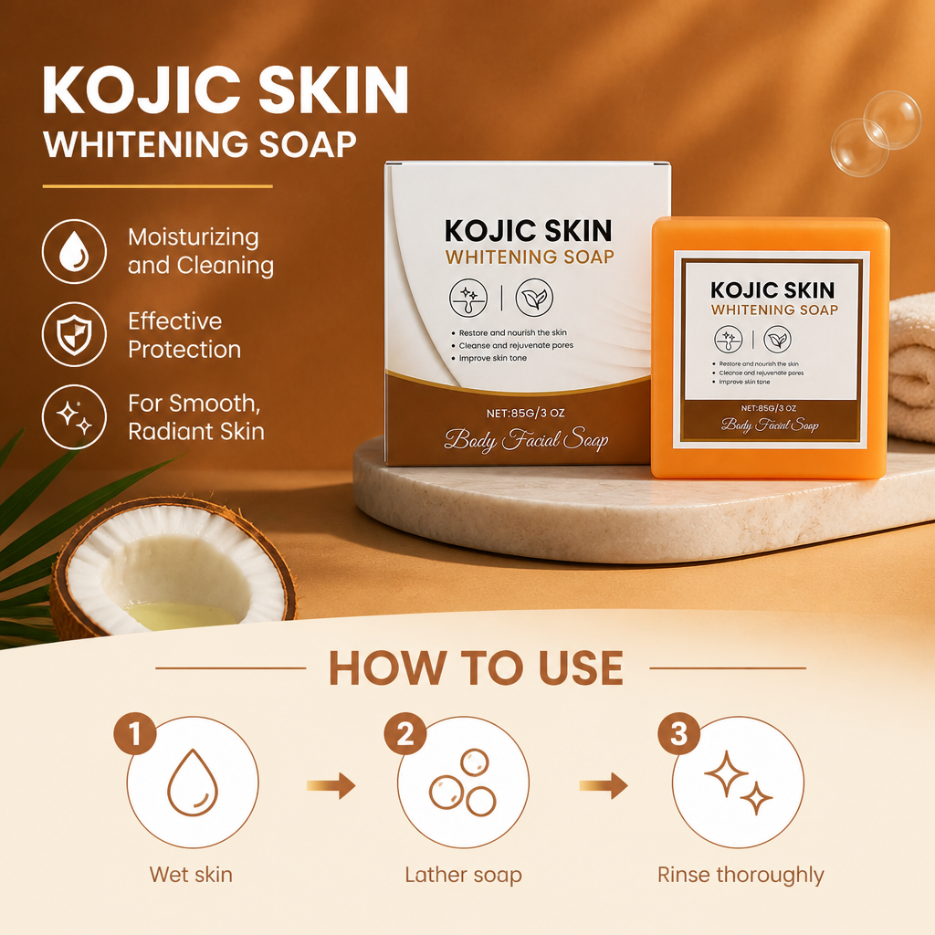 Kojic Brightening Soap Bar for Smooth, Radiant Face & Body