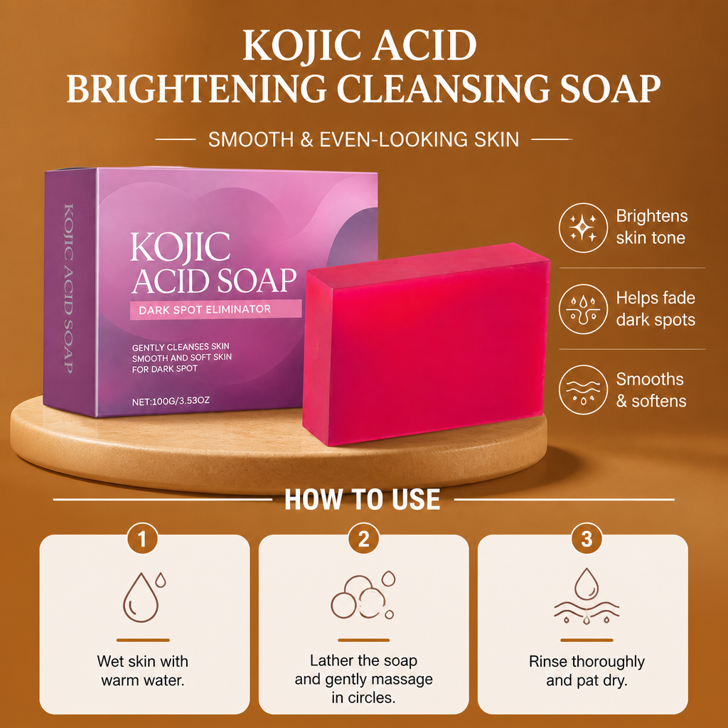 Kojic Acid Brightening Cleansing Soap – Smooth & Even-Looking Skin