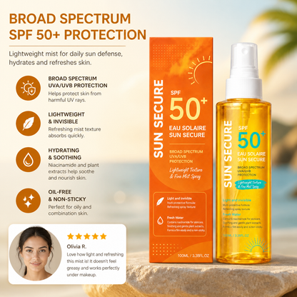 Broad Spectrum SPF 50+ Sunscreen Mist – Lightweight Daily UV Protection