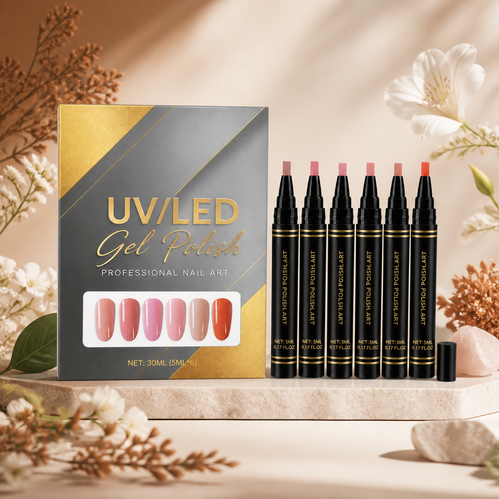 UV/LED Gel Nail Polish Set – Soft Nude Shades For Elegant Nail Looks