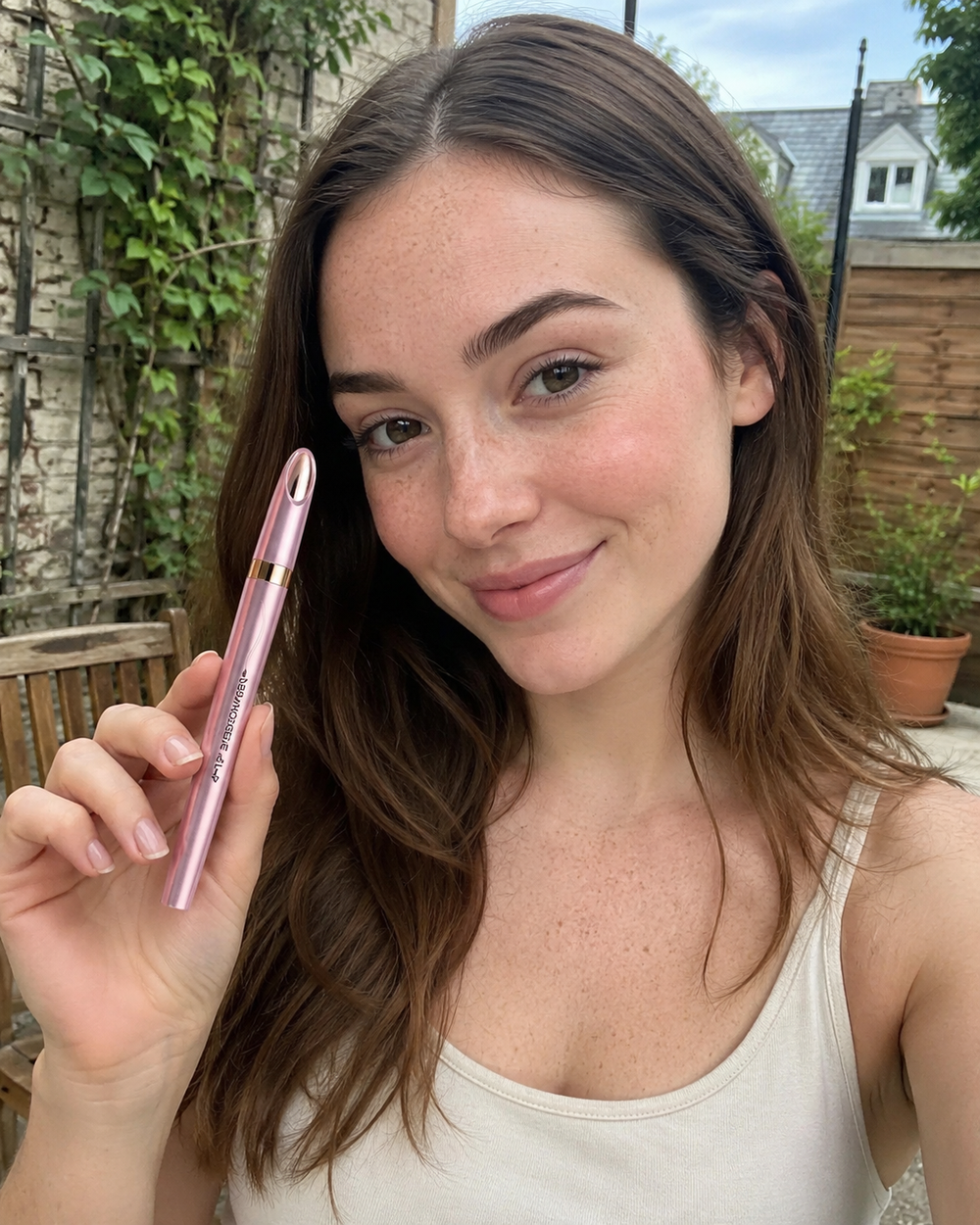 Customer holding the 3D Natural-Looking Brow Pen near a window