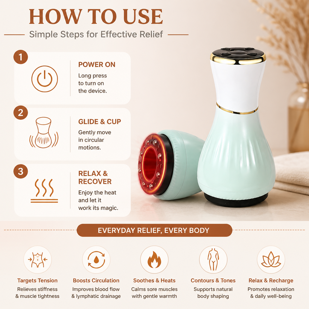 4-in-1 Handheld Deep Tissue Body Massager with Heat, Vibration & Red Light Therapy