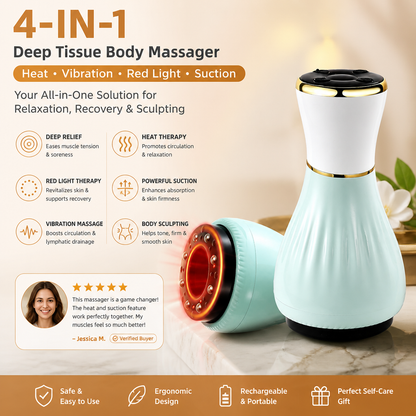 4-in-1 Handheld Deep Tissue Body Massager with Heat, Vibration & Red Light Therapy