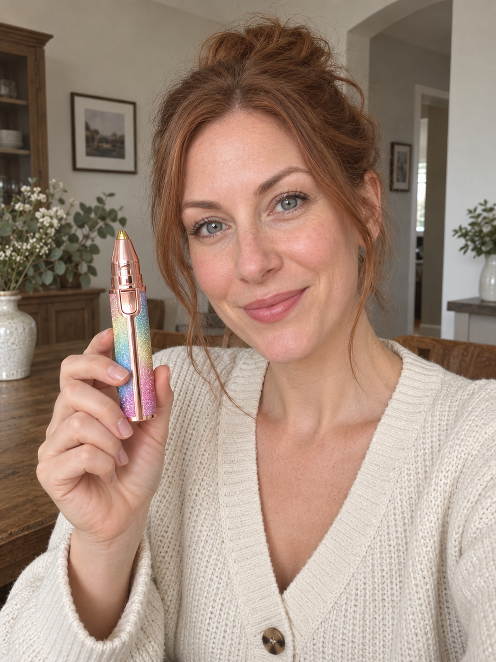 Customer showing a full face look using the 4-in-1 Makeup Pen