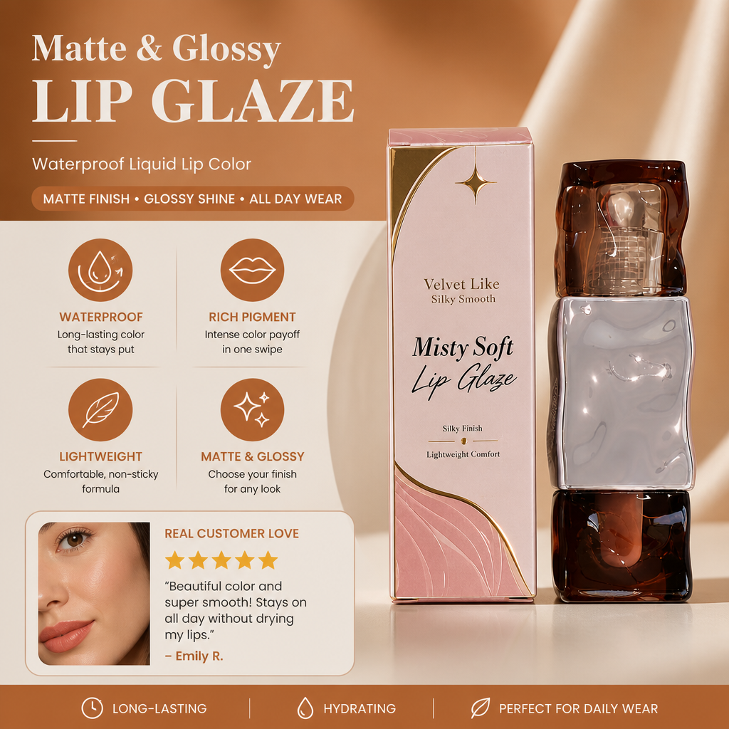 Matte & Glossy Lip Glaze – Waterproof Liquid Lip Color