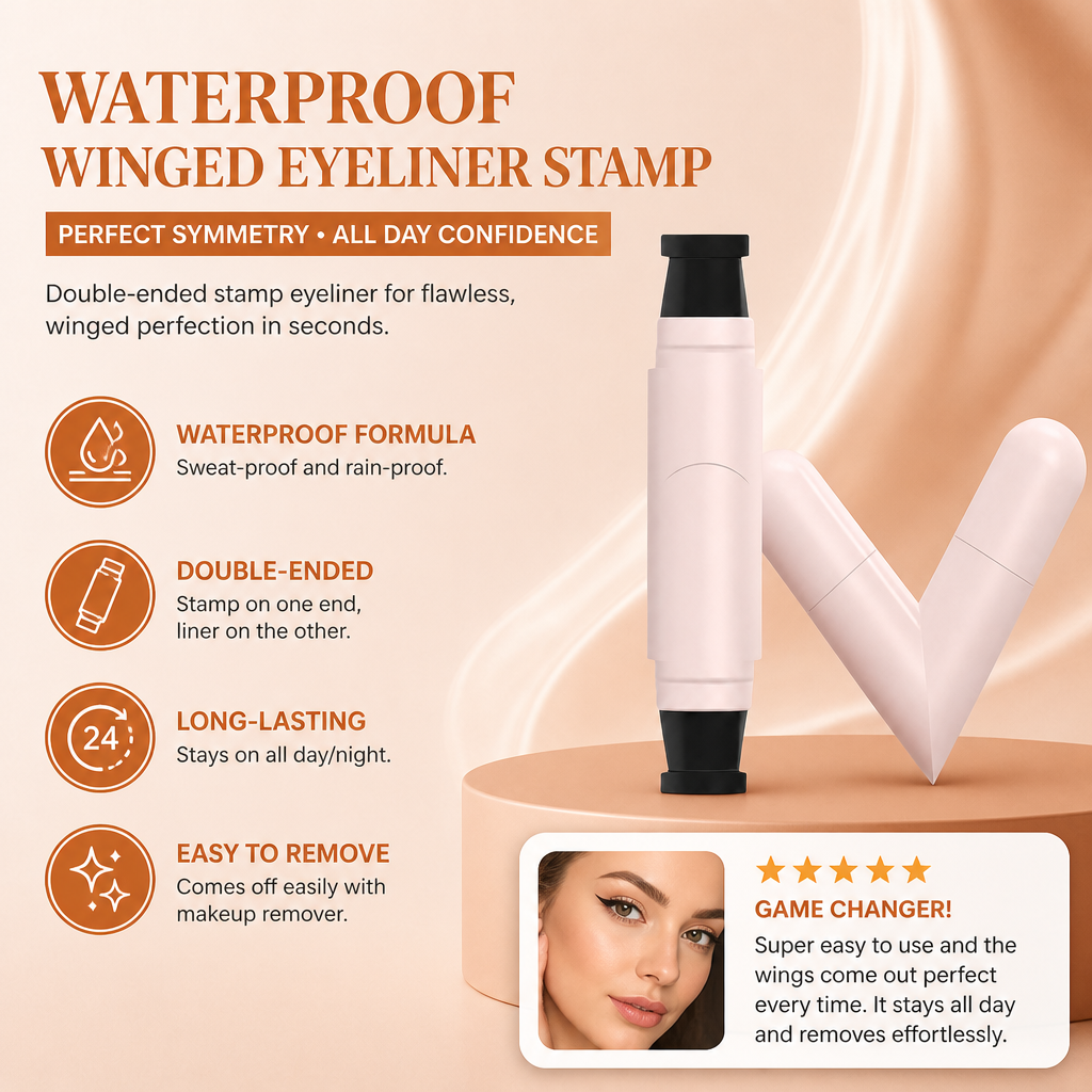 Waterproof Double-Ended Winged Eyeliner Stamp for Perfect Symmetry
