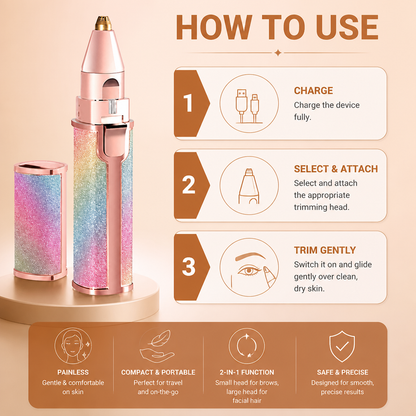 2-in-1 Rechargeable Eyebrow Trimmer & Facial Hair Remover