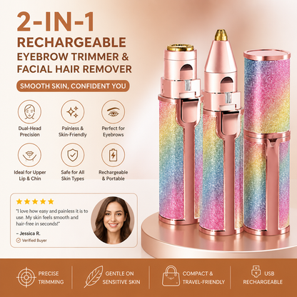 2-in-1 Rechargeable Eyebrow Trimmer & Facial Hair Remover