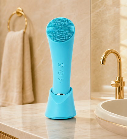 Heated & Vibrating Electric Facial Cleansing Brush with Gentle Exfoliation & Massage