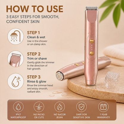 2-in-1 Waterproof Electric Face & Body Trimmer & Shaver for Women