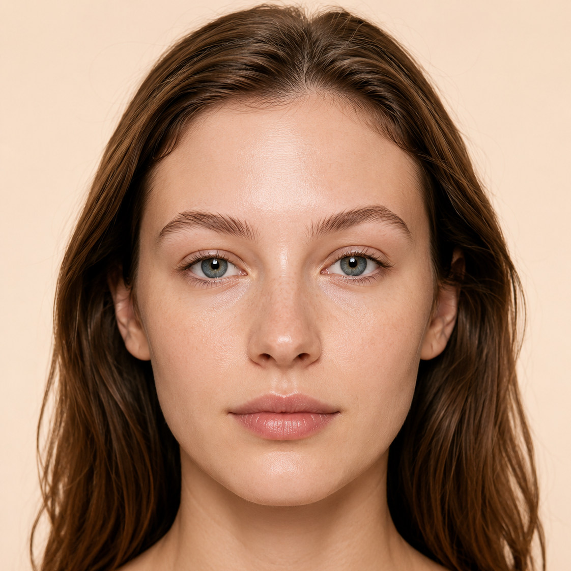 Sparse, undefined brows before applying the 3D Natural-Looking Brow Pen