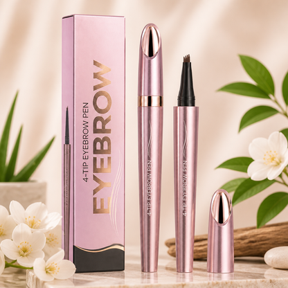 3D Natural-Looking Brow Pen – Waterproof 4-Tip Eyebrow Pencil