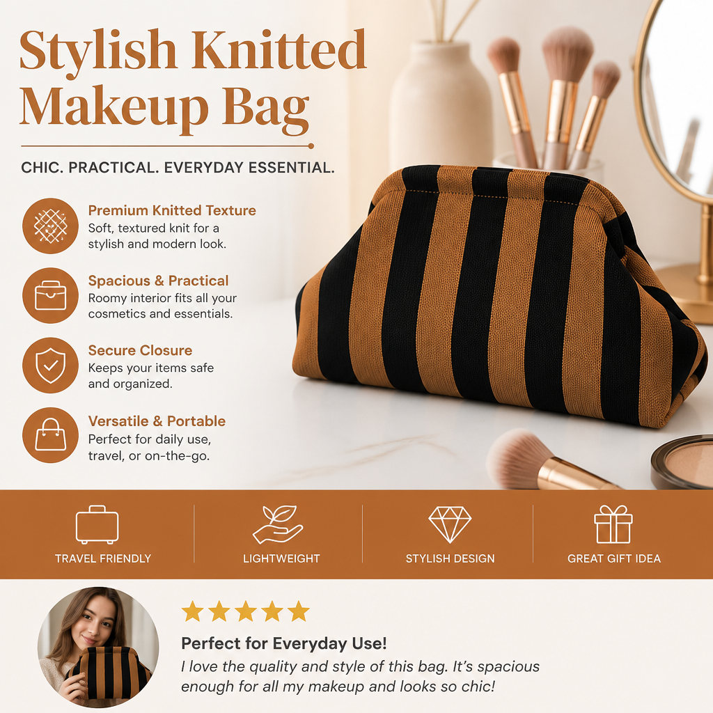 Stylish Knitted Makeup Bag