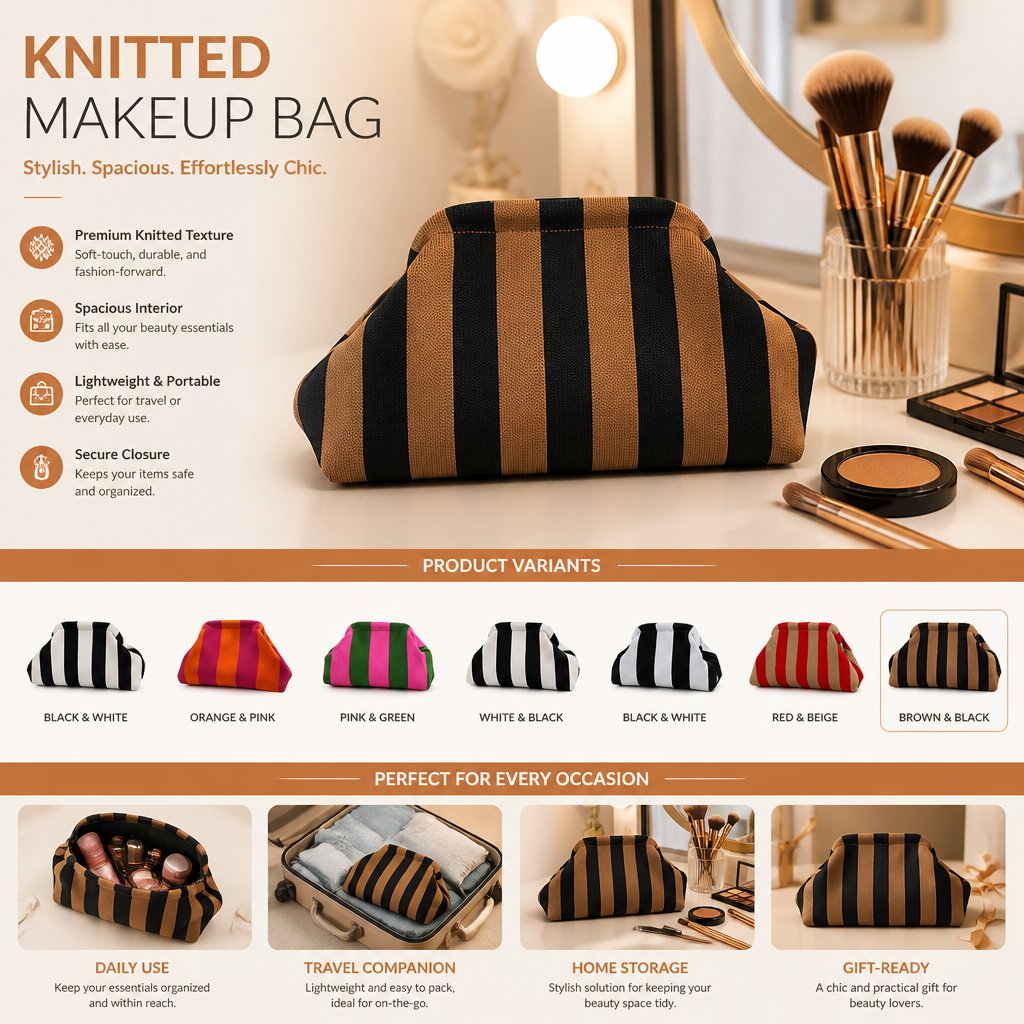 Stylish Knitted Makeup Bag