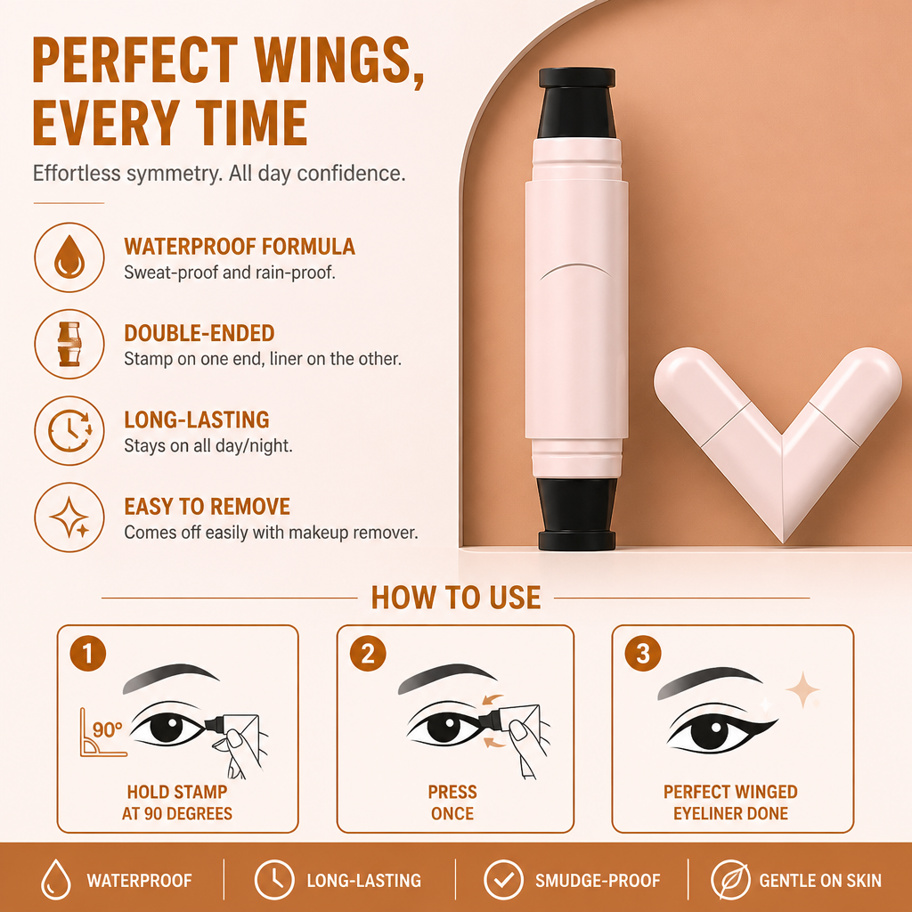 Waterproof Double-Ended Winged Eyeliner Stamp for Perfect Symmetry