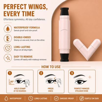 Waterproof Double-Ended Winged Eyeliner Stamp for Perfect Symmetry