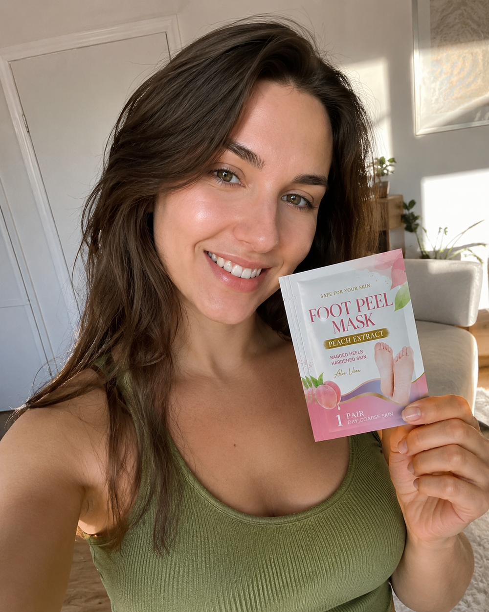 Customer showing peeling results from Foot Peel Mask