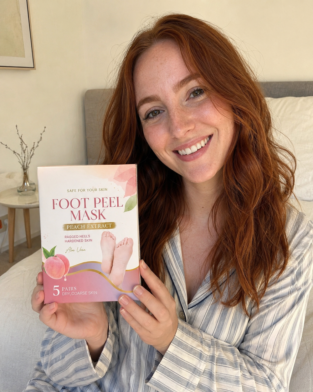 Customer with soft, moisturized feet after peel