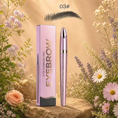 3D Natural-Looking Brow Pen – Waterproof 4-Tip Eyebrow Pencil