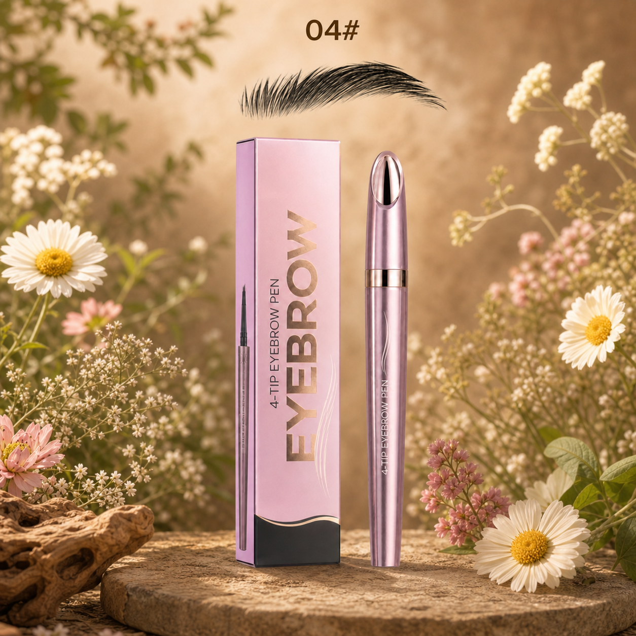 3D Natural-Looking Brow Pen – Waterproof 4-Tip Eyebrow Pencil