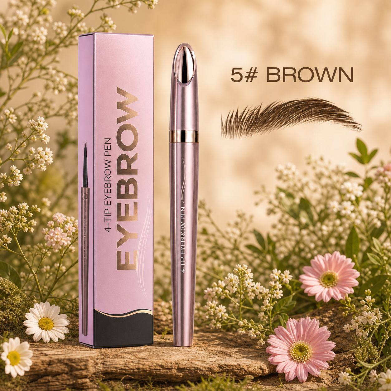 3D Natural-Looking Brow Pen – Waterproof 4-Tip Eyebrow Pencil