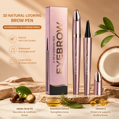 3D Natural-Looking Brow Pen – Waterproof 4-Tip Eyebrow Pencil
