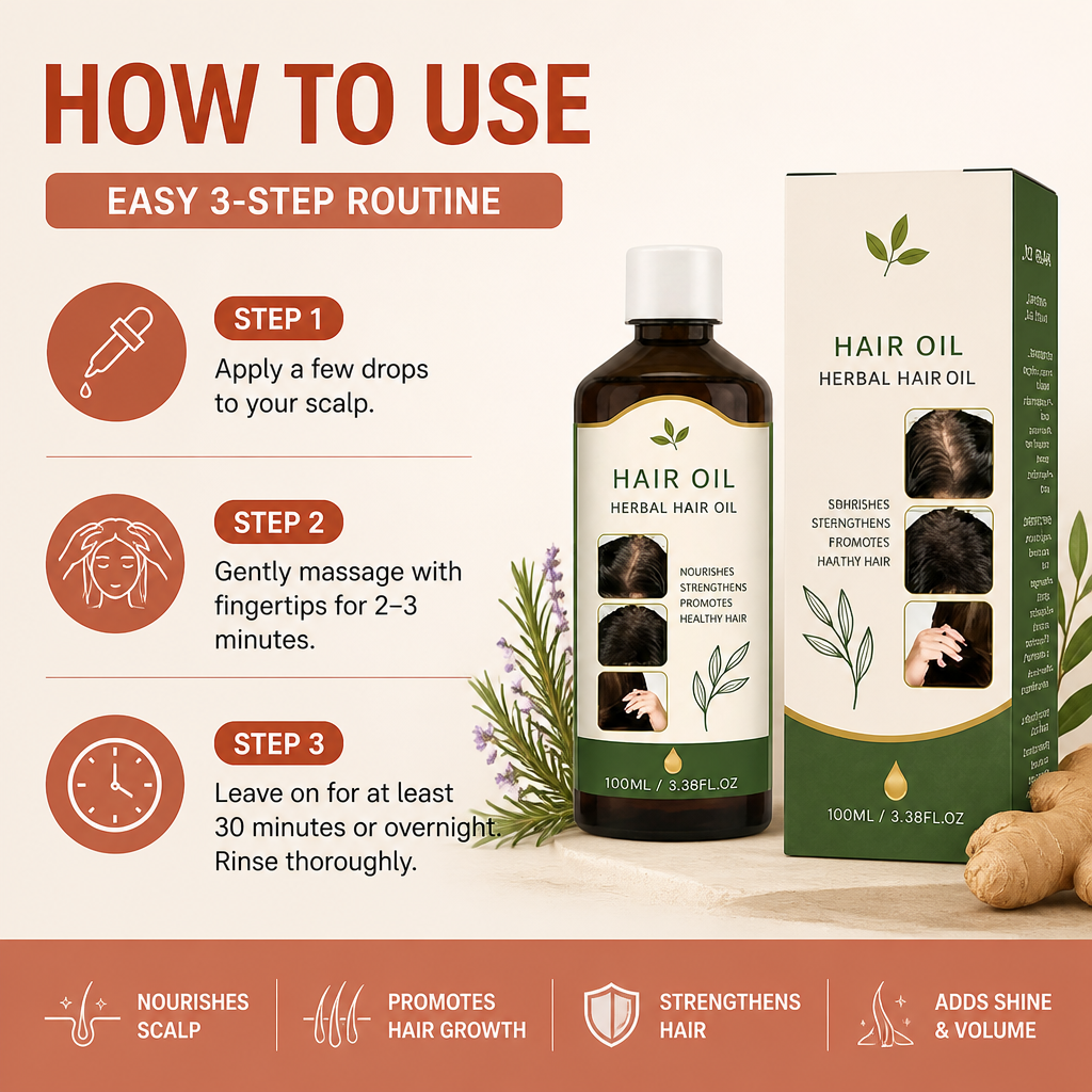 Rosemary & Herbal Hair Oil – Nourishing Scalp Care For Fuller-Looking Hair